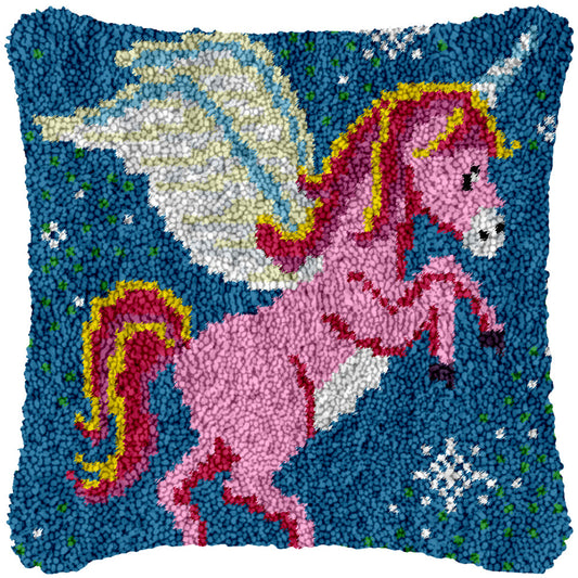 Flying Unicorn Latch Hook Pillowcase by Heartful Crafts