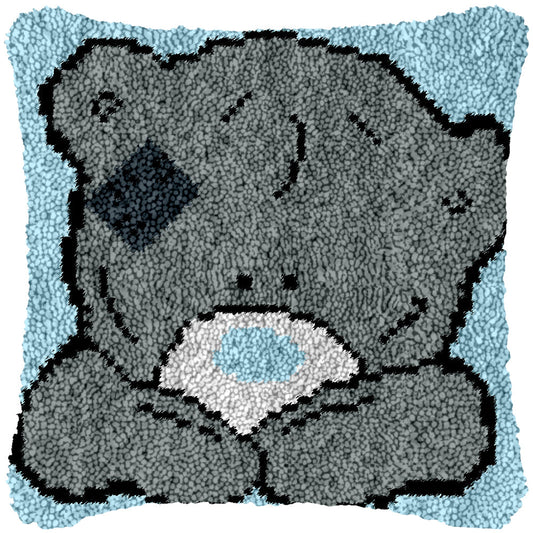 Grey Teddy Latch Hook Pillowcase by Heartful Crafts