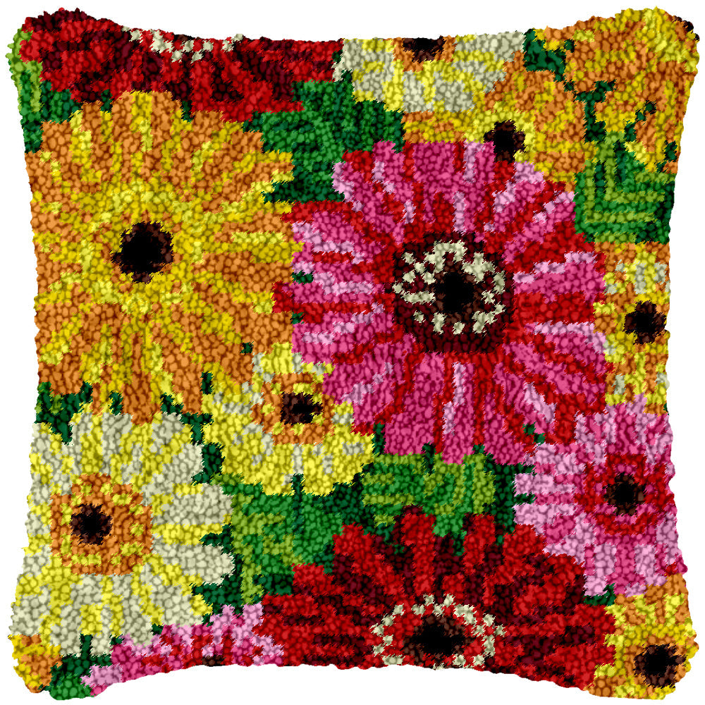 Full Bloom Daisy Latch Hook Pillowcase by Heartful Crafts