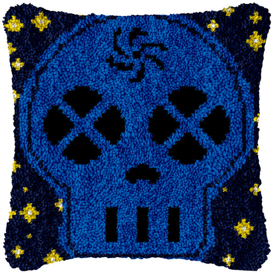 Blue Skull Latch Hook Pillowcase by Heartful Crafts