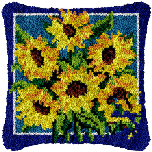 Sunflower Bouquet Latch Hook Pillowcase by Heartful Crafts