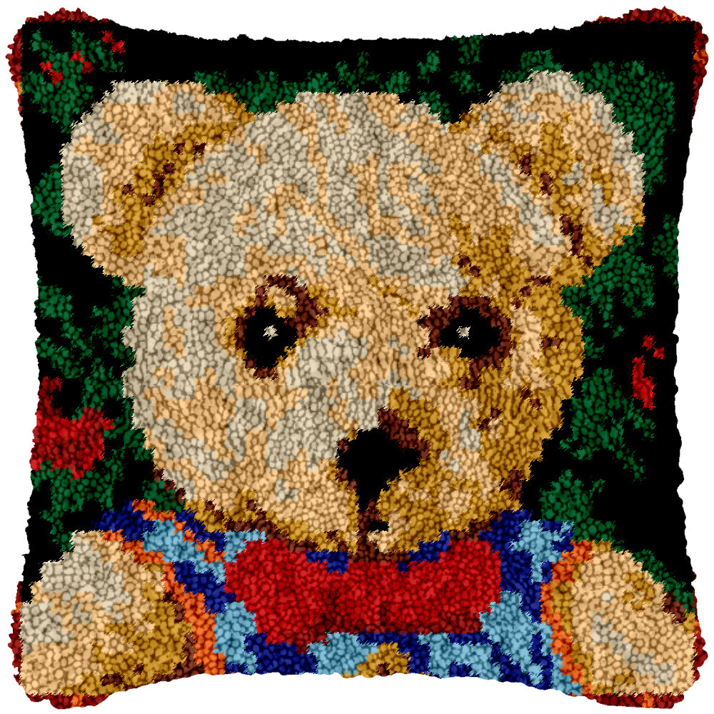 Formal Bear Latch Hook Pillowcase by Heartful Crafts