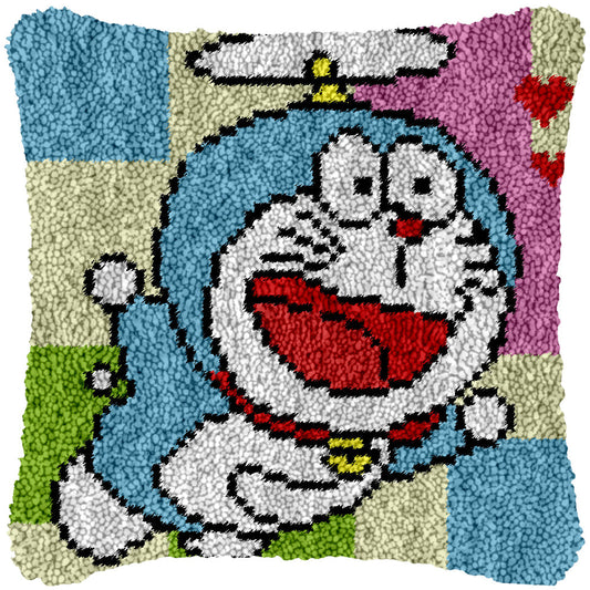 Flying Cat Latch Hook Pillowcase by Heartful Crafts