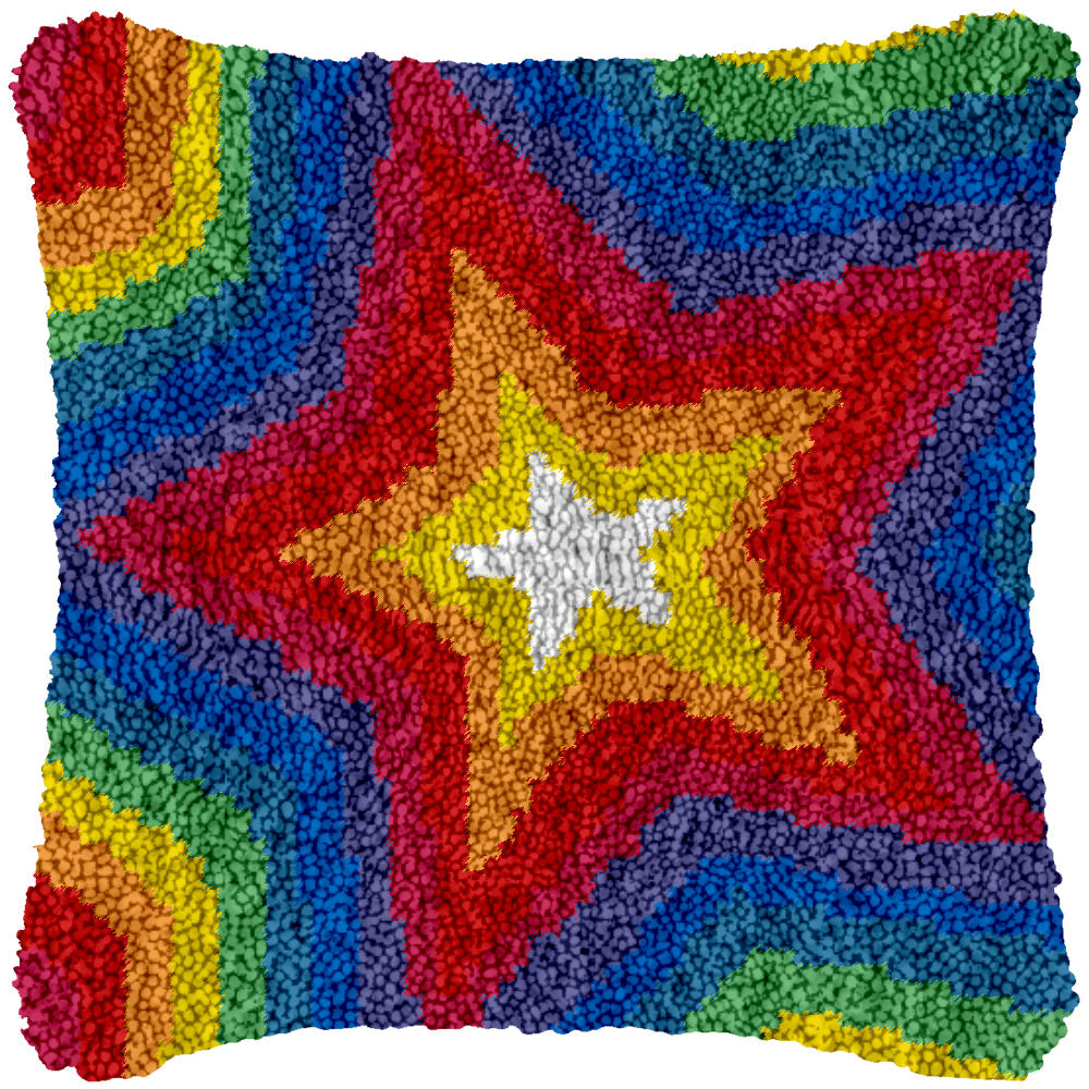 Star Burst Latch Hook Pillowcase by Heartful Crafts