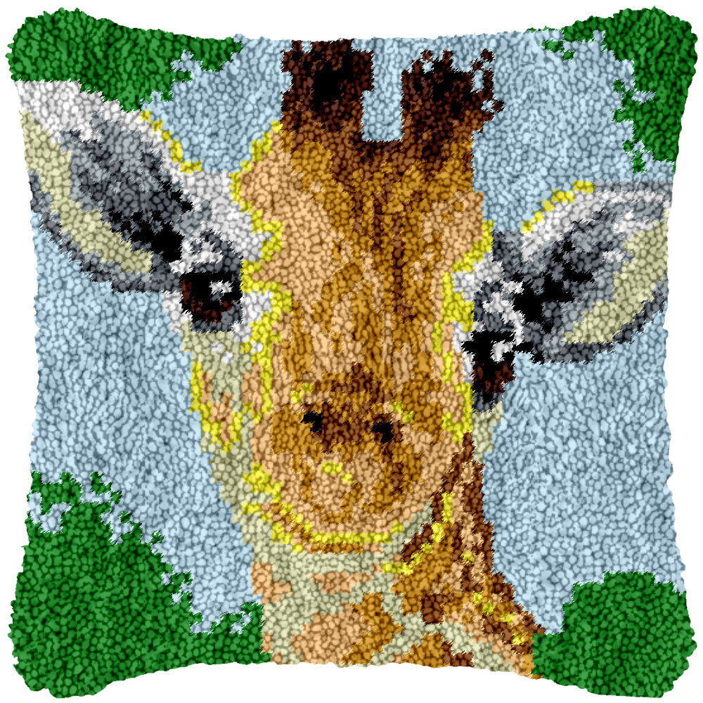 Smiling Giraffe Latch Hook Pillowcase by Heartful Crafts