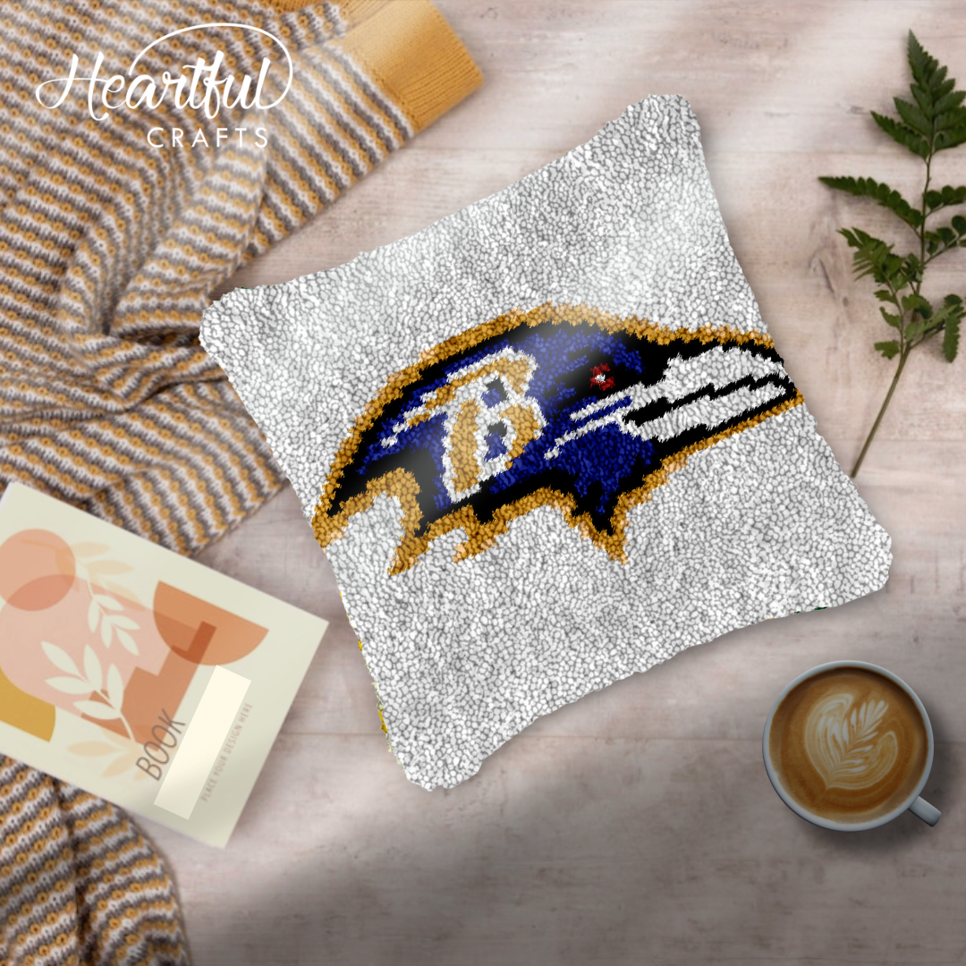 Go Ravens! Latch Hook Pillowcase by Heartful Crafts