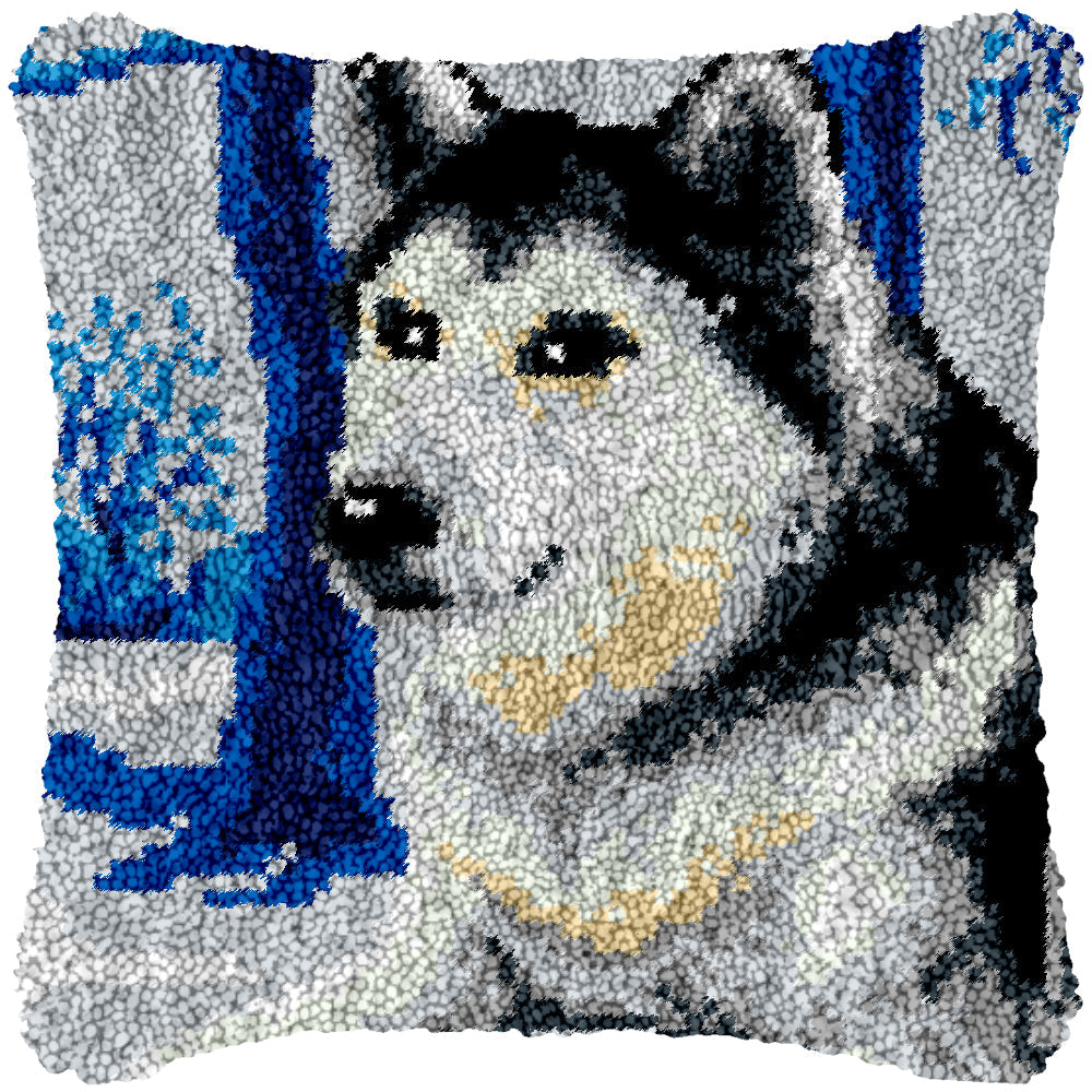 Siberian Husky Latch Hook Pillowcase by Heartful Crafts