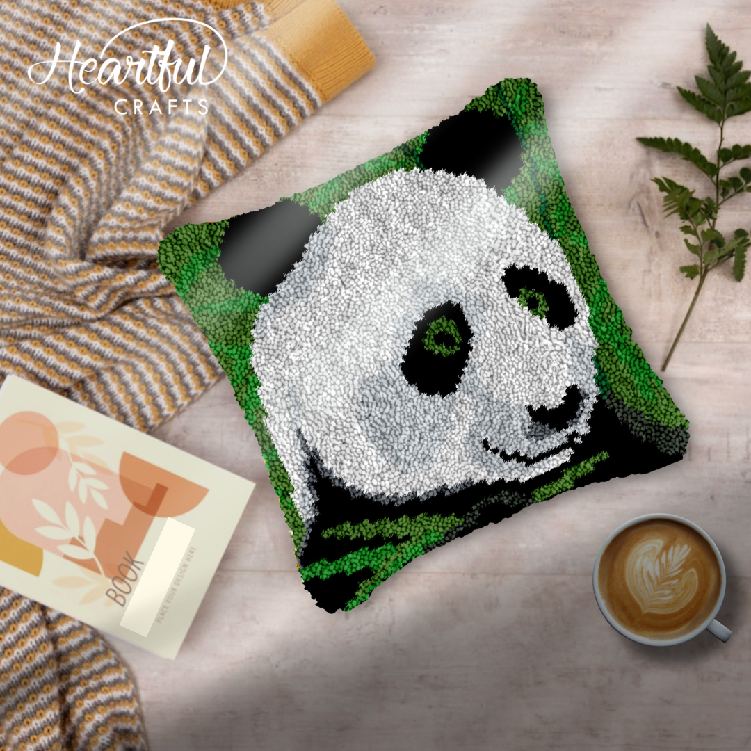 Panda Portrait Latch Hook Pillowcase by Heartful Crafts