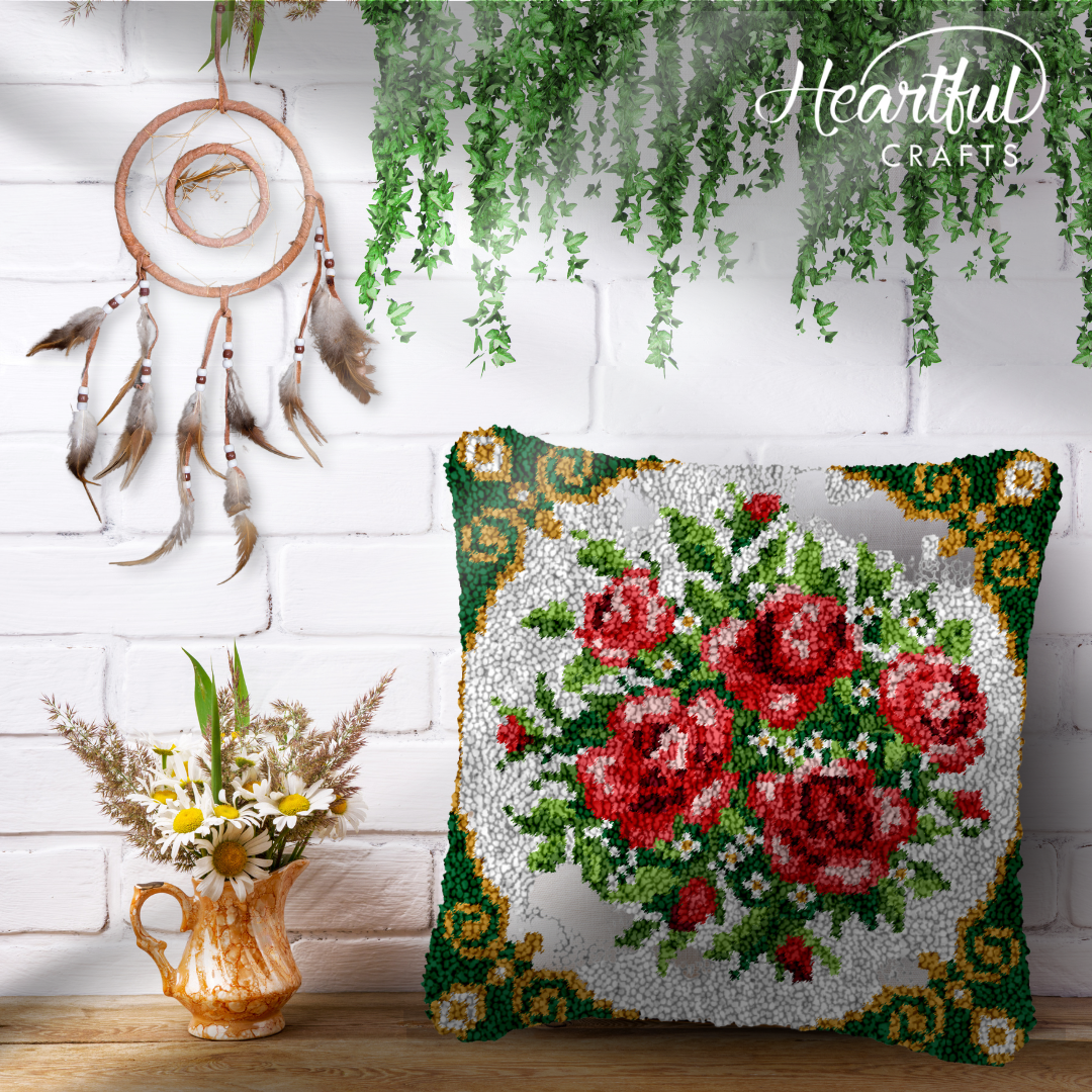Majestic Floral Latch Hook Pillowcase by Heartful Crafts