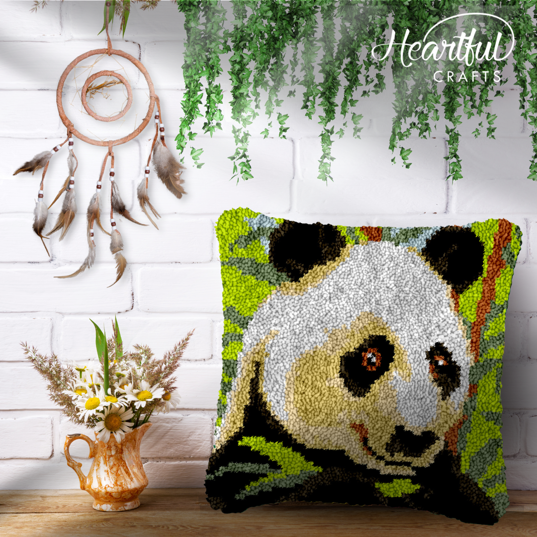Hungry Panda Latch Hook Pillowcase by Heartful Crafts