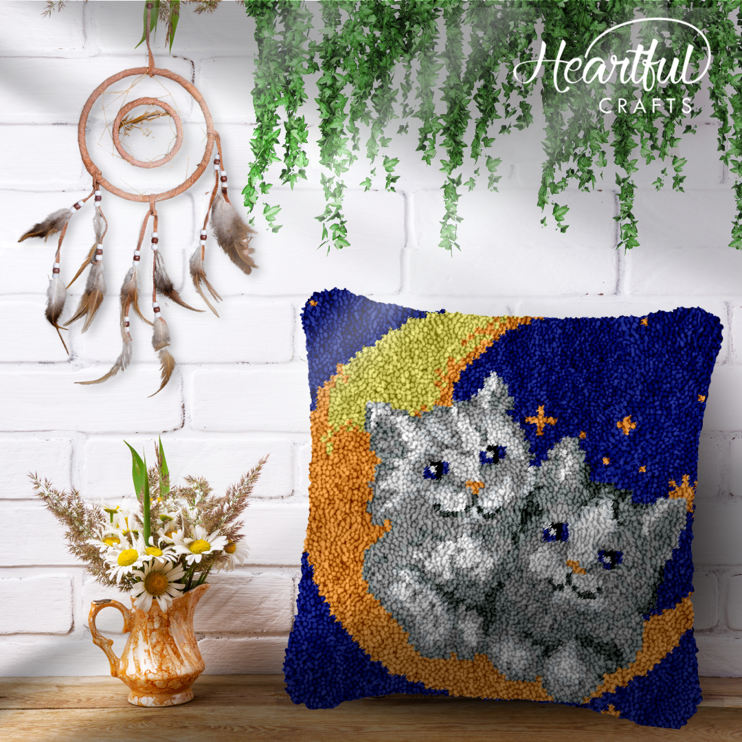 Moonlight Cuddle Latch Hook Pillowcase by Heartful Crafts