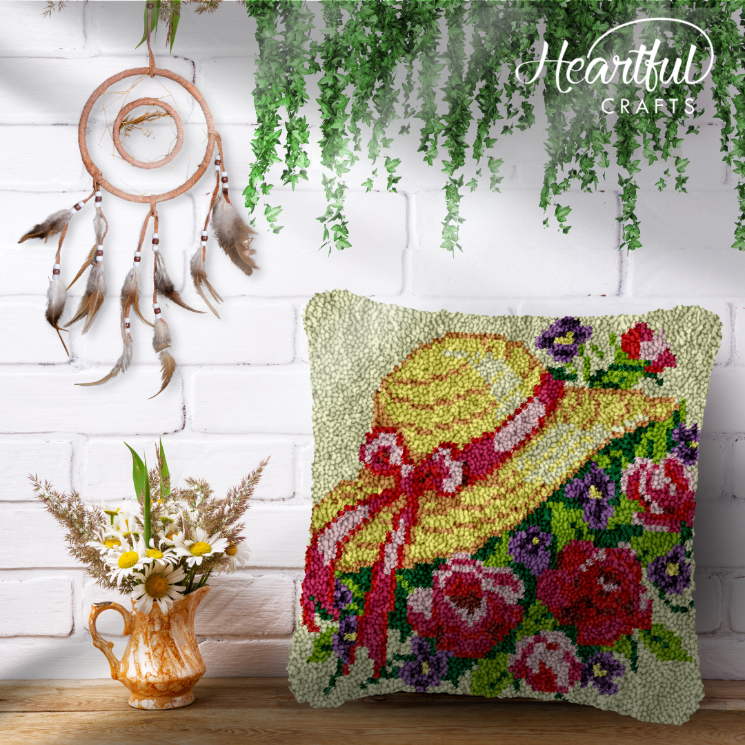 Flower Fields Latch Hook Pillowcase by Heartful Crafts