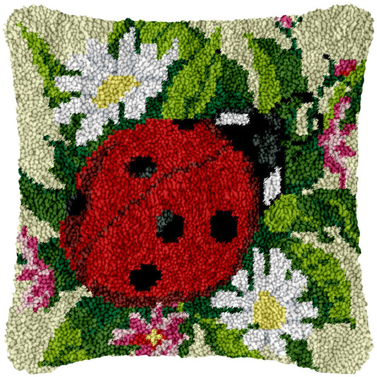 Ladybug and Flowers Latch Hook Pillowcase by Heartful Crafts