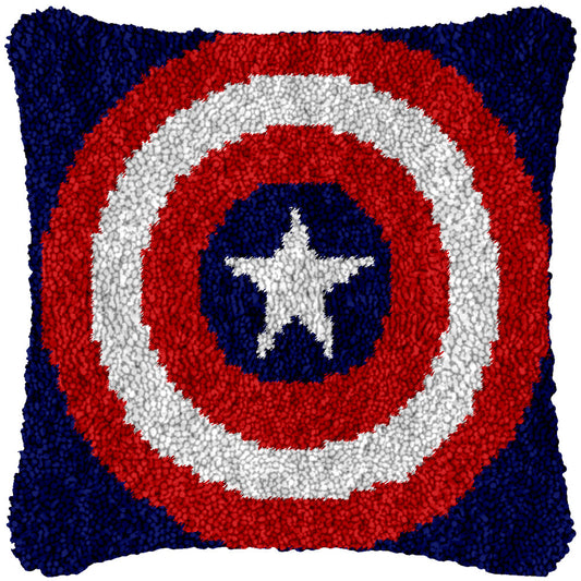 Captain Shield Latch Hook Pillowcase by Heartful Crafts