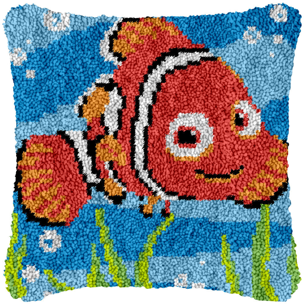 Clownfish Latch Hook Pillowcase by Heartful Crafts