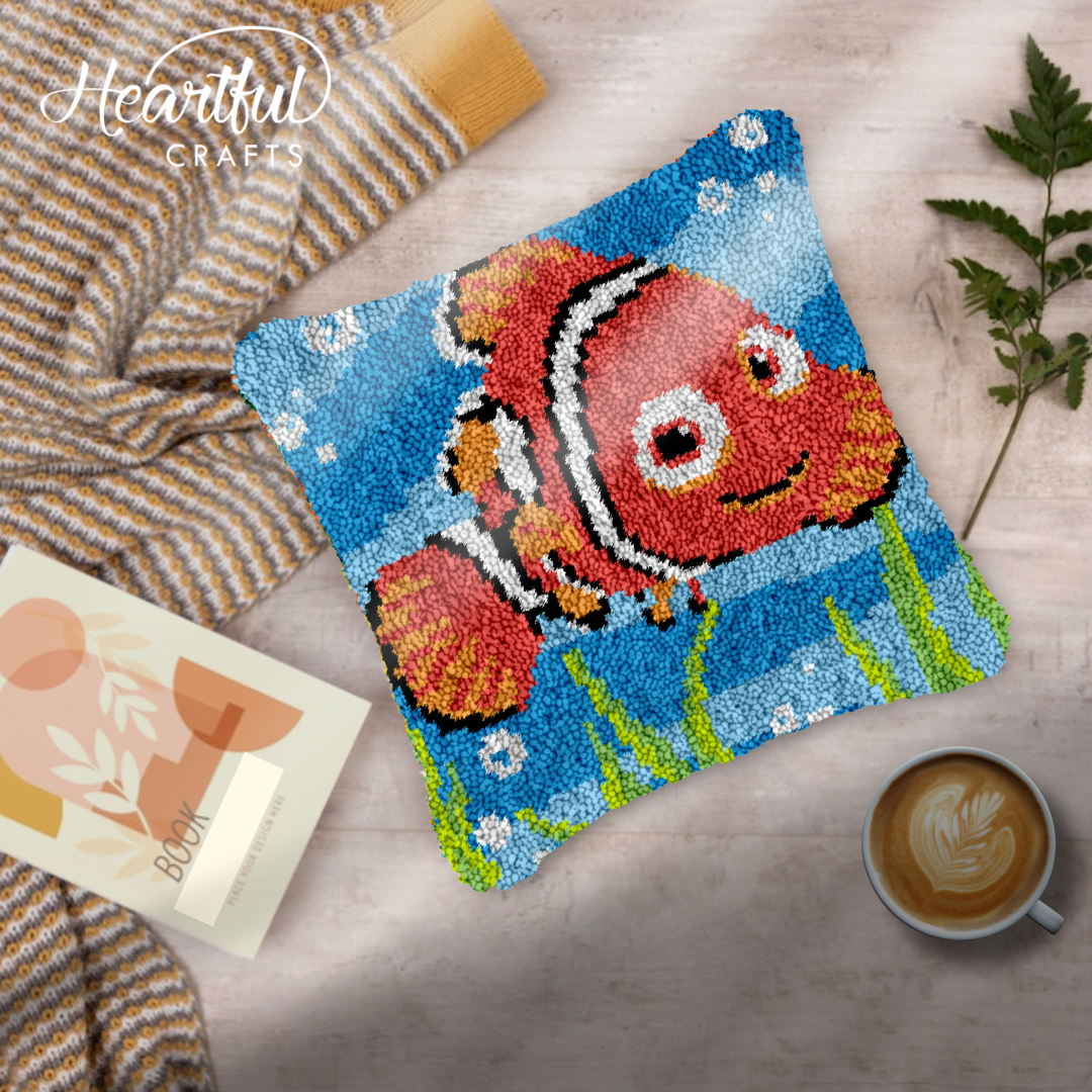 Clownfish Latch Hook Pillowcase by Heartful Crafts