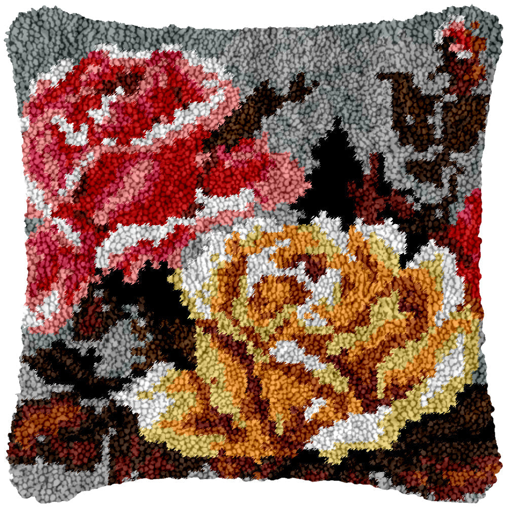 Striking Roses Latch Hook Pillowcase by Heartful Crafts