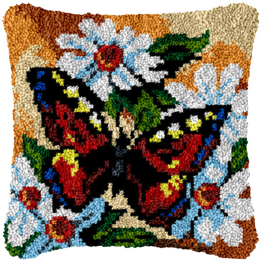 Butterfly Daisies Latch Hook Pillowcase by Heartful Crafts