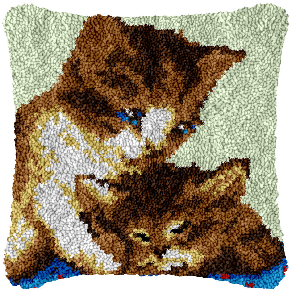 Playful Kittens Latch Hook Pillowcase by Heartful Crafts