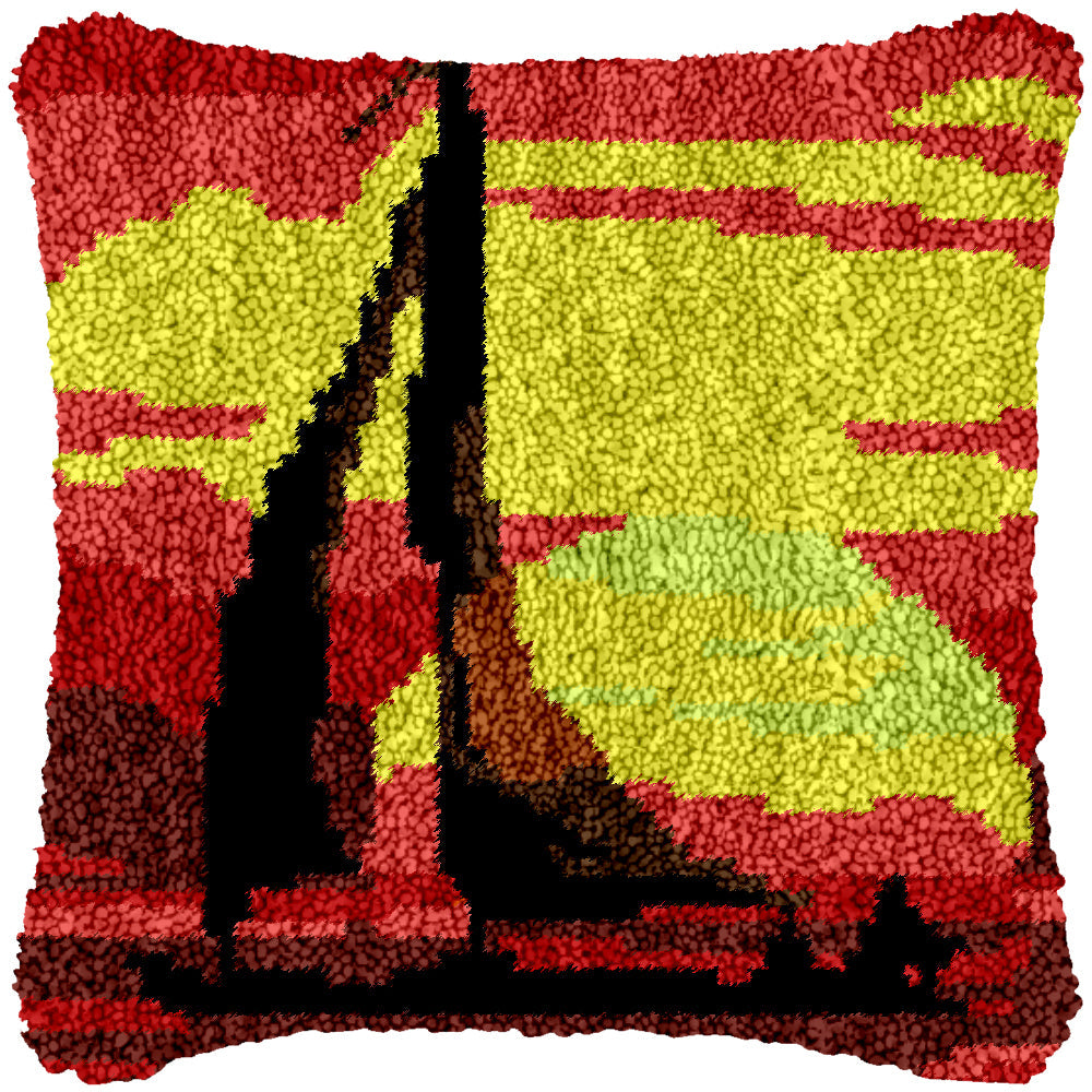 Sunset Sail Latch Hook Pillowcase by Heartful Crafts