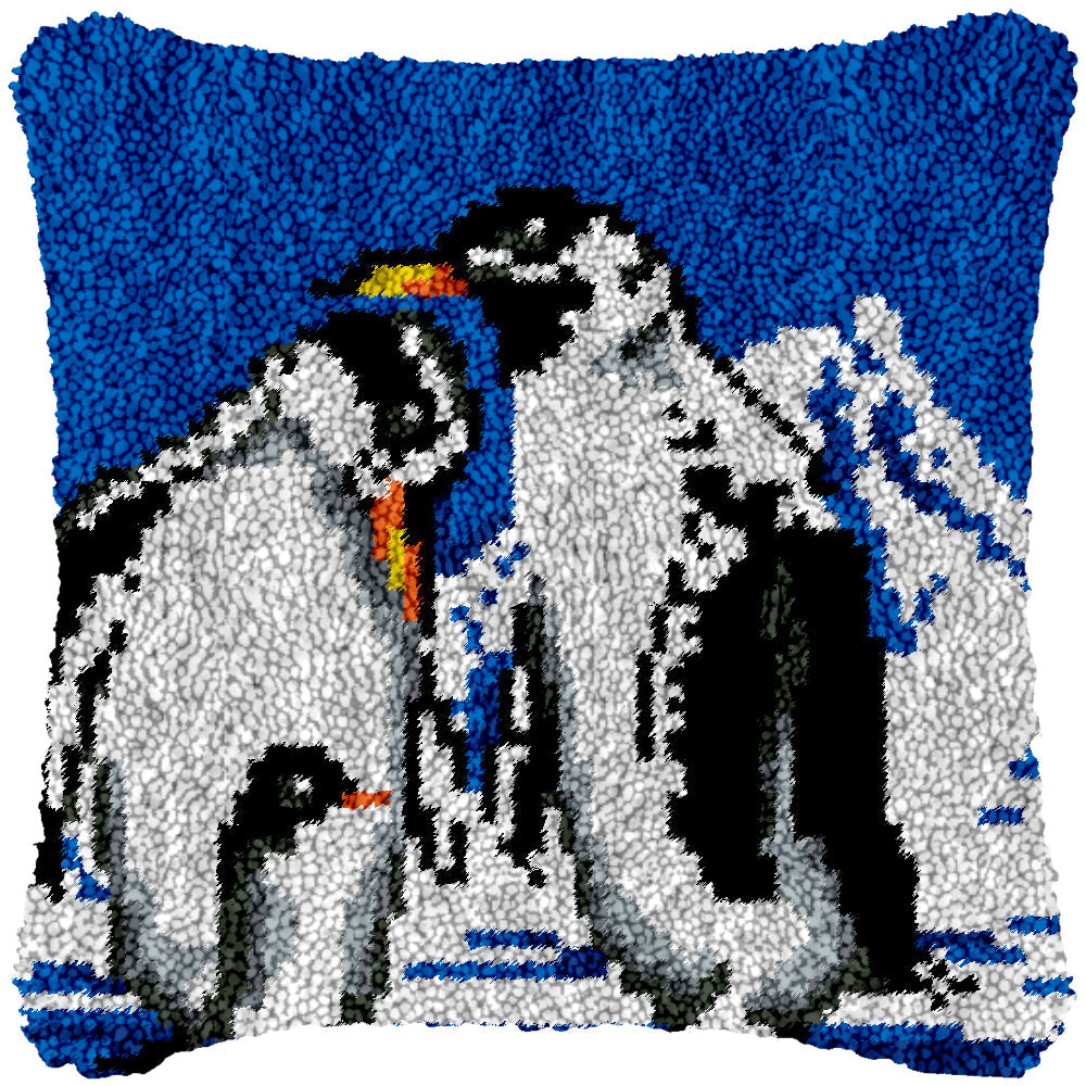 Penguin Family Latch Hook Pillowcase by Heartful Crafts