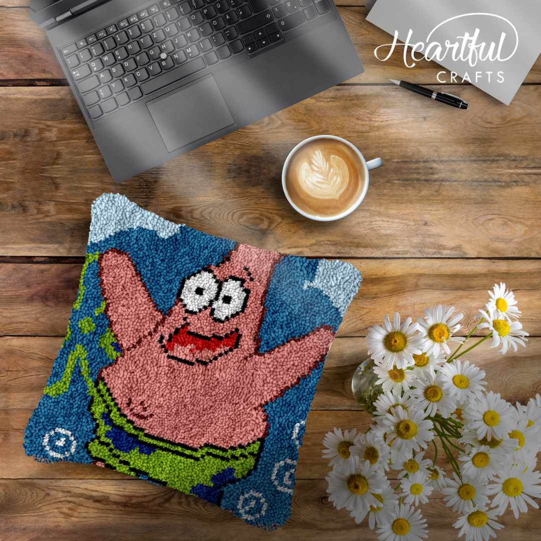 Pink Starfish Latch Hook Pillowcase by Heartful Crafts