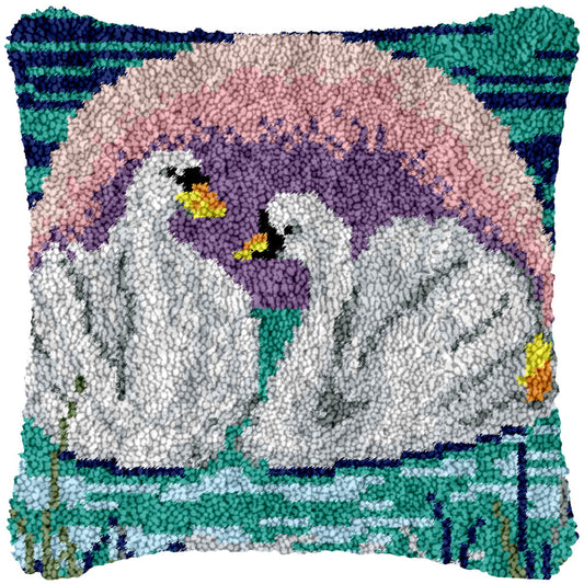 Intimate Swan Couple Latch Hook Pillowcase by Heartful Crafts