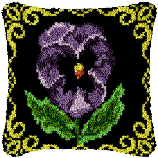 Purple Iris Flower Latch Hook Pillowcase by Heartful Crafts