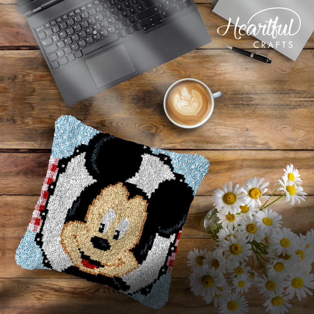 Baby Mickey (White) Latch Hook Pillowcase by Heartful Crafts