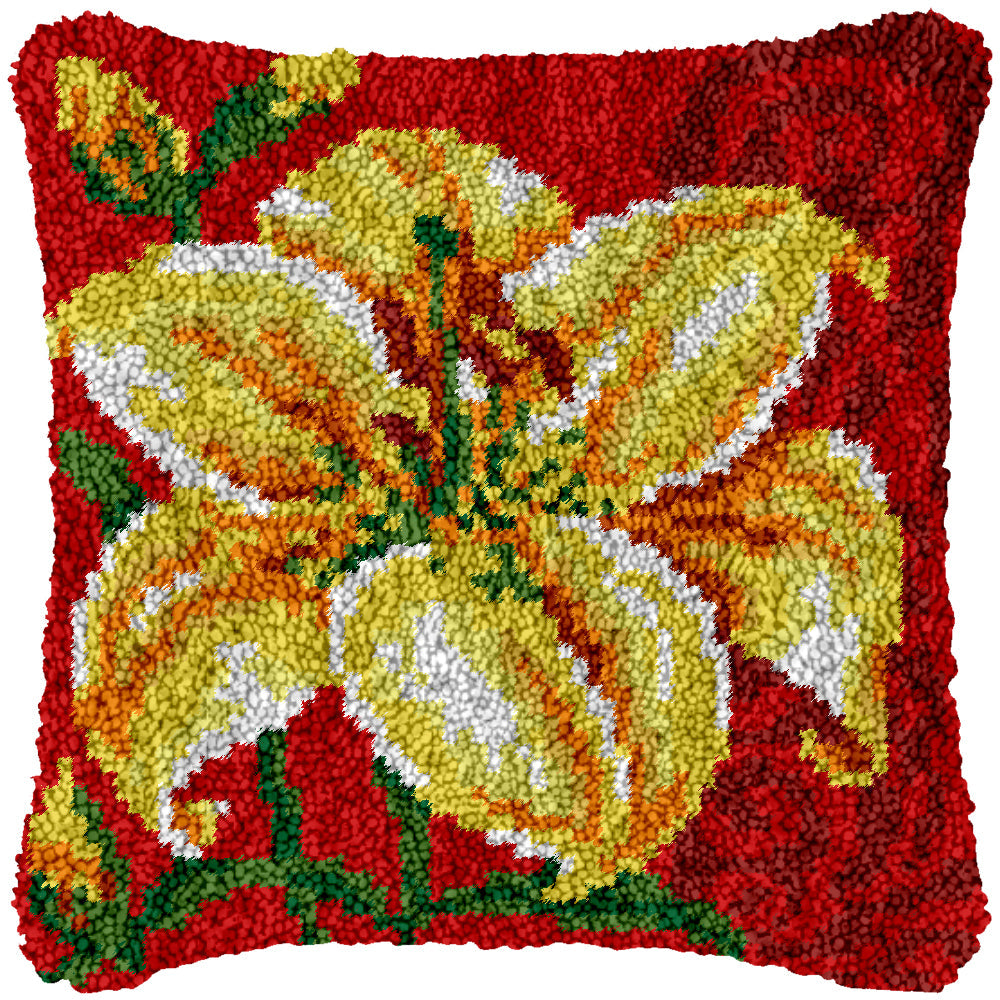 Buttercup on Red Latch Hook Pillowcase by Heartful Crafts