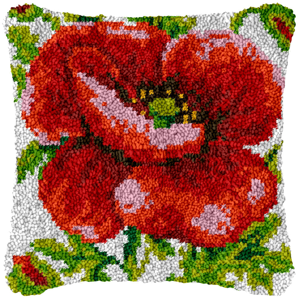 Scarlet Poppy Latch Hook Pillowcase by Heartful Crafts