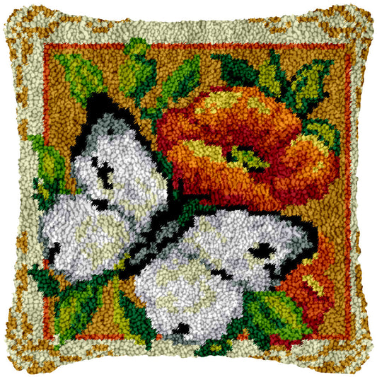 White Butterfly Latch Hook Pillowcase by Heartful Crafts