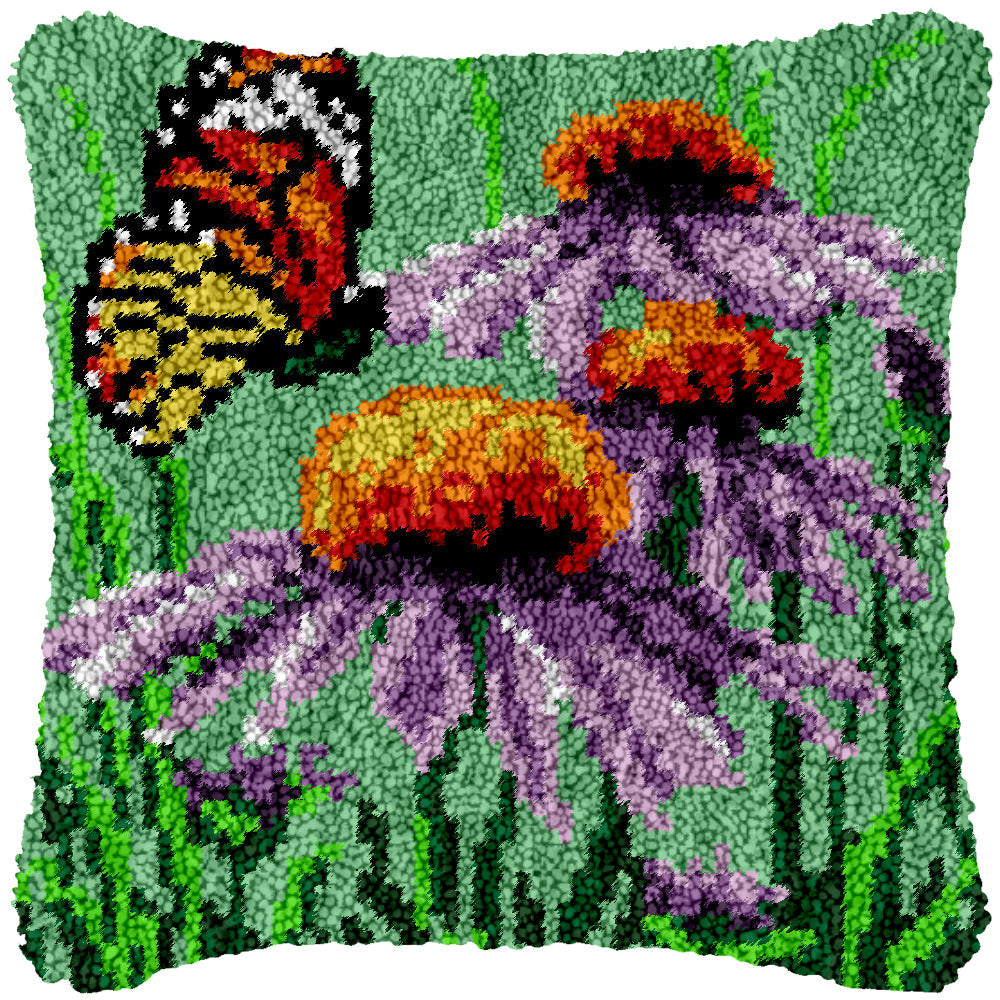 Flower Perching Latch Hook Pillowcase by Heartful Crafts