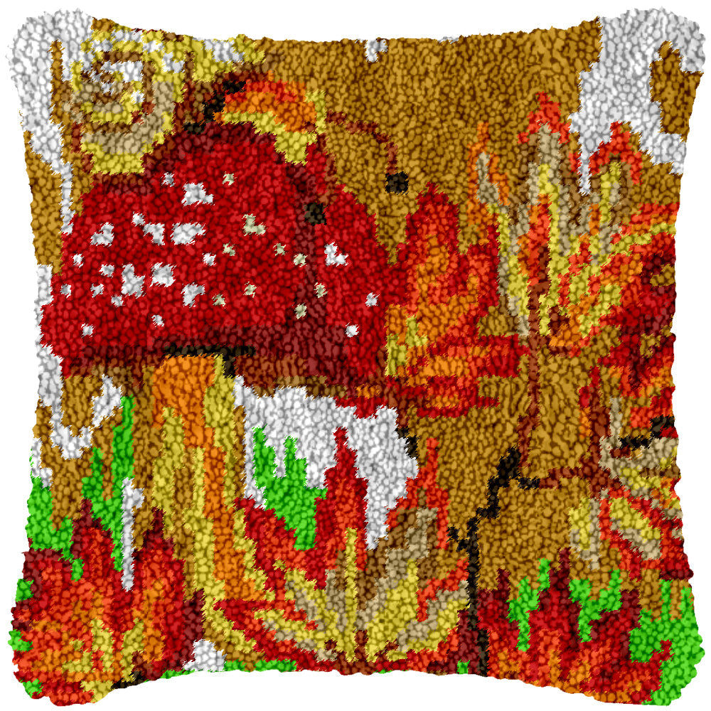 Fall Fungus Latch Hook Pillowcase by Heartful Crafts
