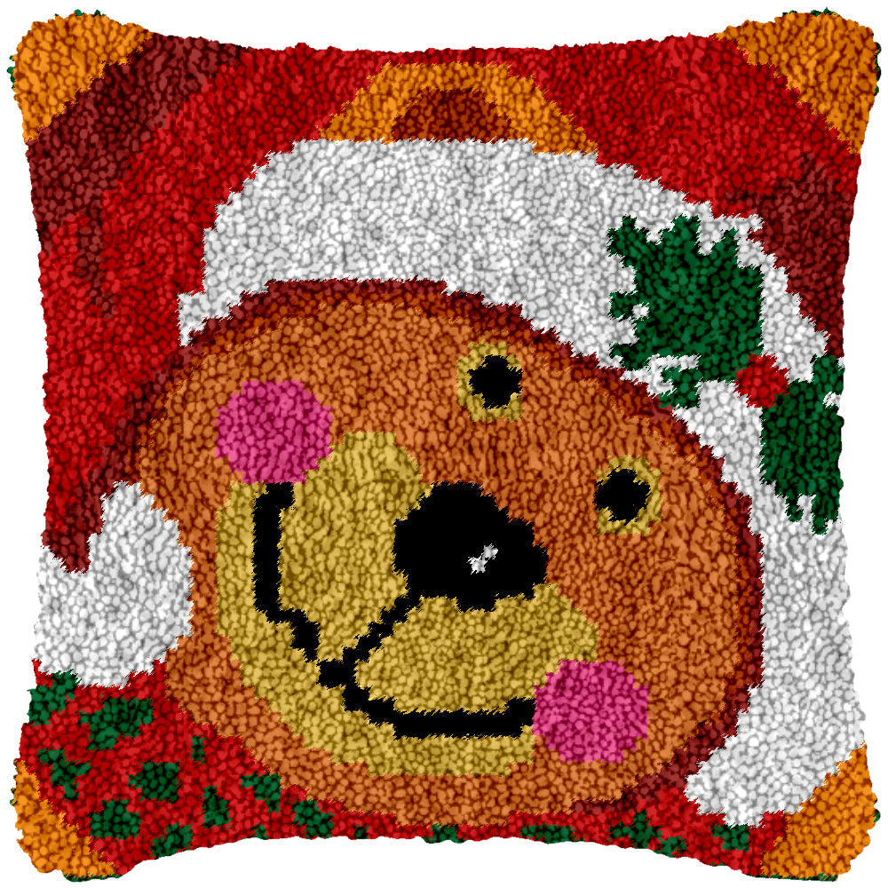 Teddy for Christmas Latch Hook Pillowcase by Heartful Crafts