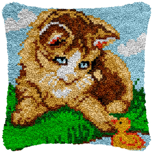 Hi Feathered Friend Latch Hook Pillowcase by Heartful Crafts