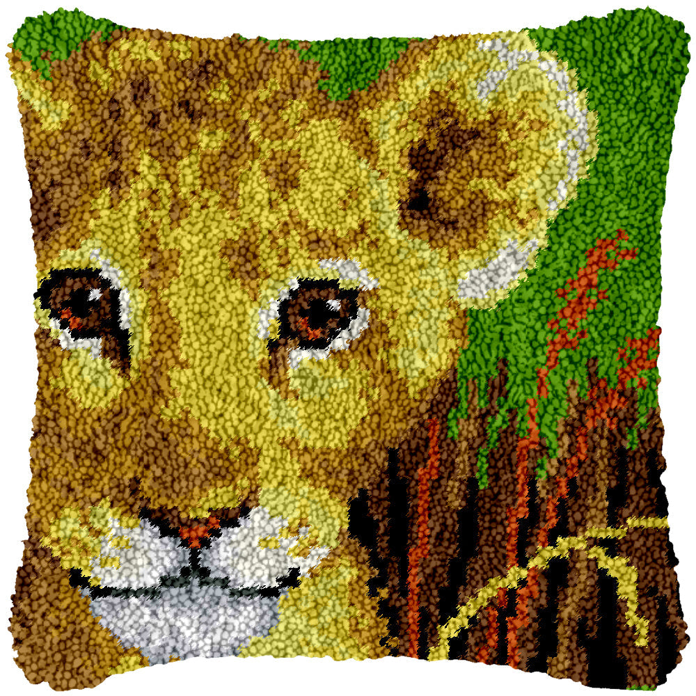 Little Lion Cub Latch Hook Pillowcase by Heartful Crafts