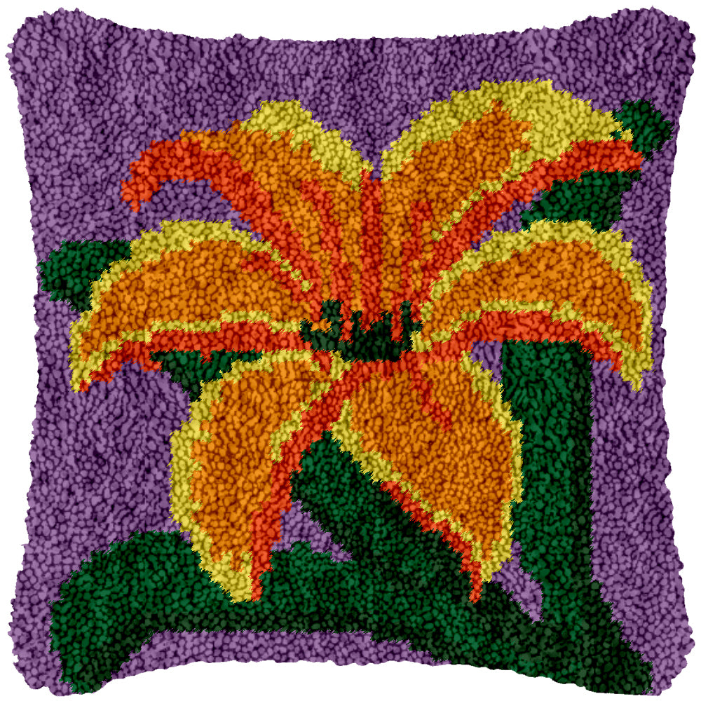 Orange Lily Latch Hook Pillowcase by Heartful Crafts