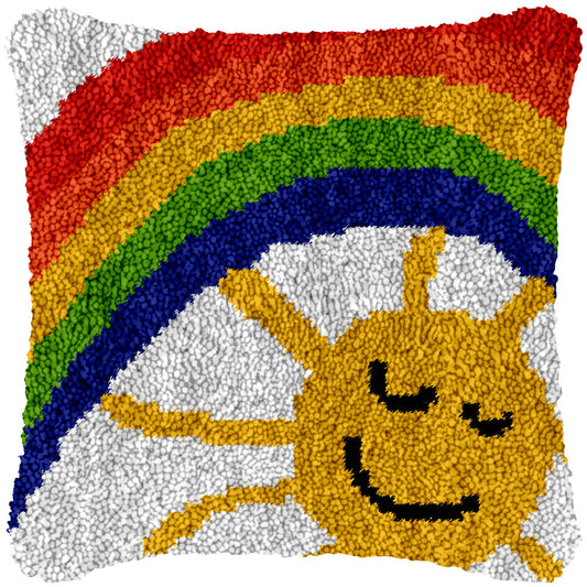 Rainbow Over Sun Latch Hook Pillowcase by Heartful Crafts