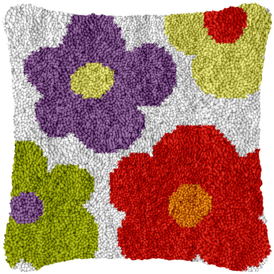 Simple Flower Pattern Latch Hook Pillowcase by Heartful Crafts