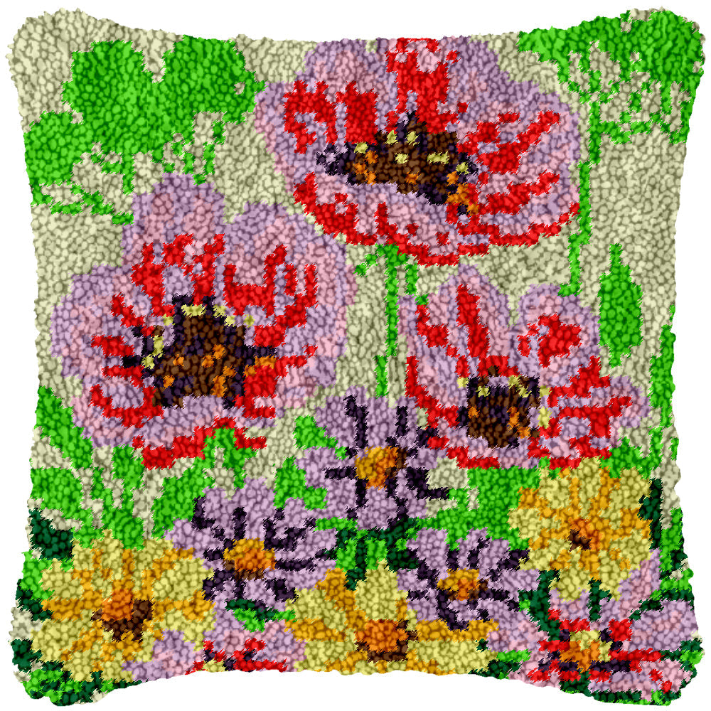 Colorful Bouquet Latch Hook Pillowcase by Heartful Crafts