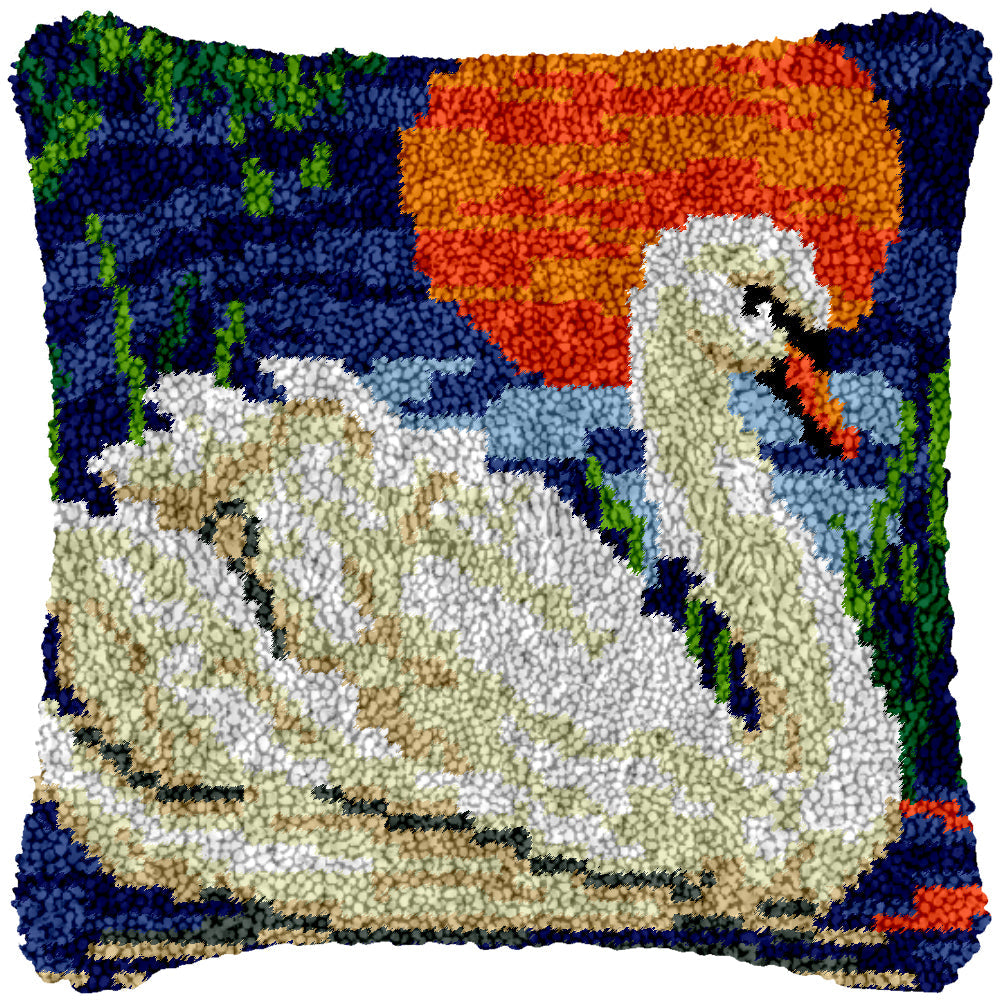 Night Swan Latch Hook Pillowcase by Heartful Crafts