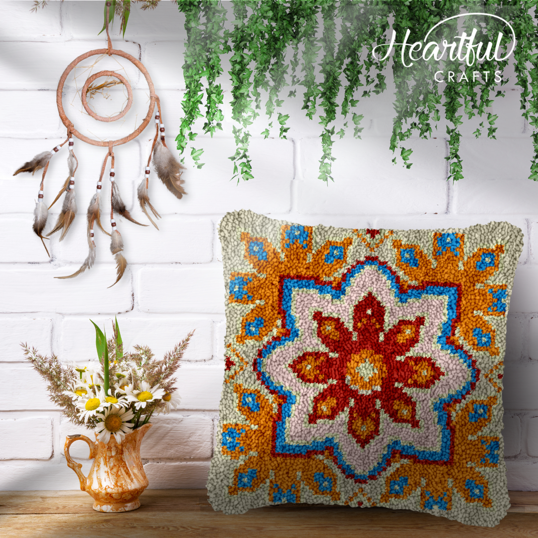 Glowing Floral Pattern Latch Hook Pillowcase by Heartful Crafts