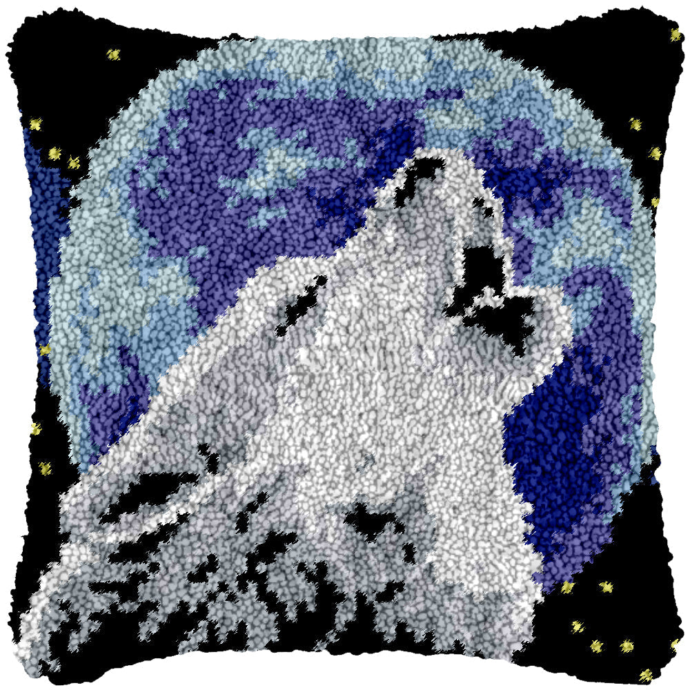 Howling Wolf Latch Hook Pillowcase by Heartful Crafts