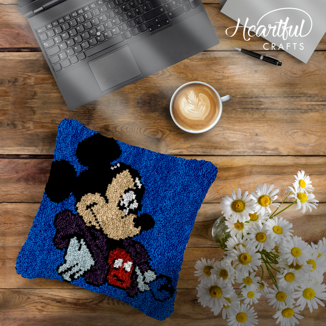 Angry Mickey Latch Hook Pillowcase by Heartful Crafts