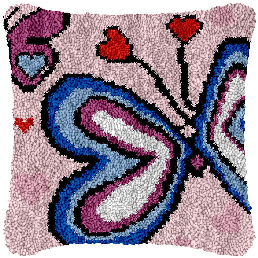 Silly Butterflies Latch Hook Pillowcase by Heartful Crafts