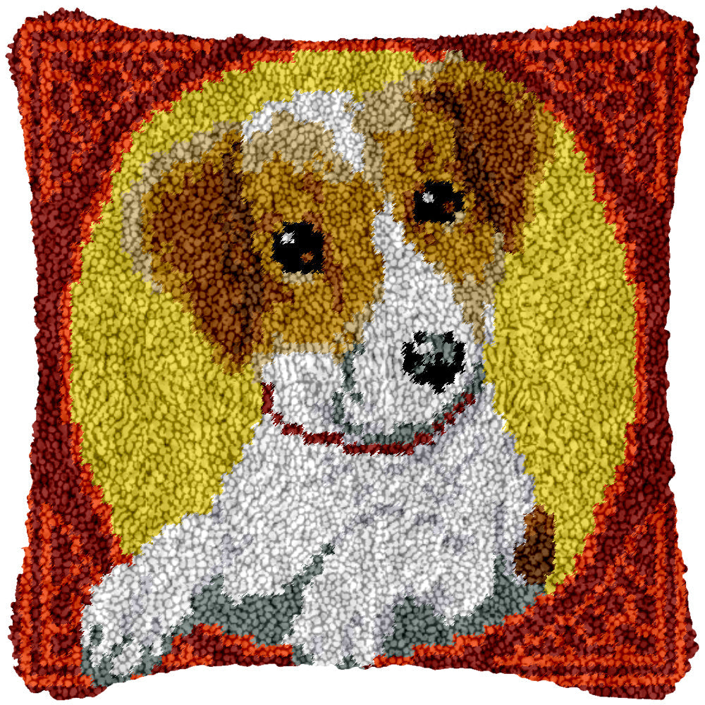 Jack Russell Pup Latch Hook Pillowcase by Heartful Crafts