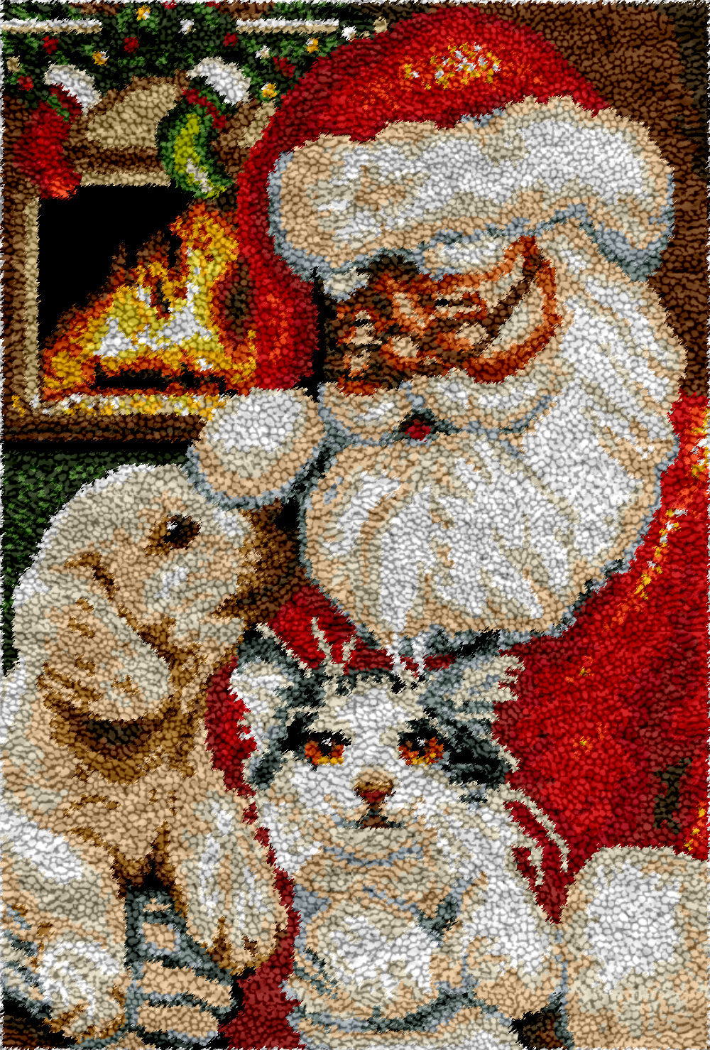 Santa with Pets Latch Hook Rug by Heartful Crafts