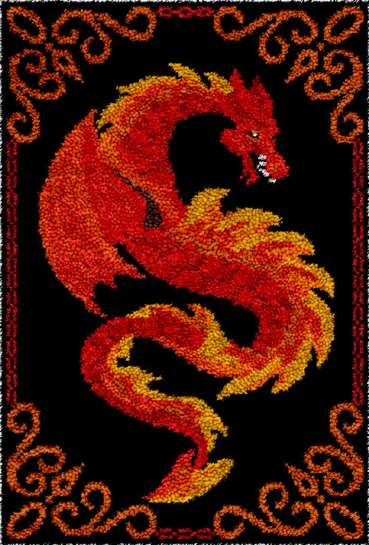 Fiery Dragon Latch Hook Rug by Heartful Crafts