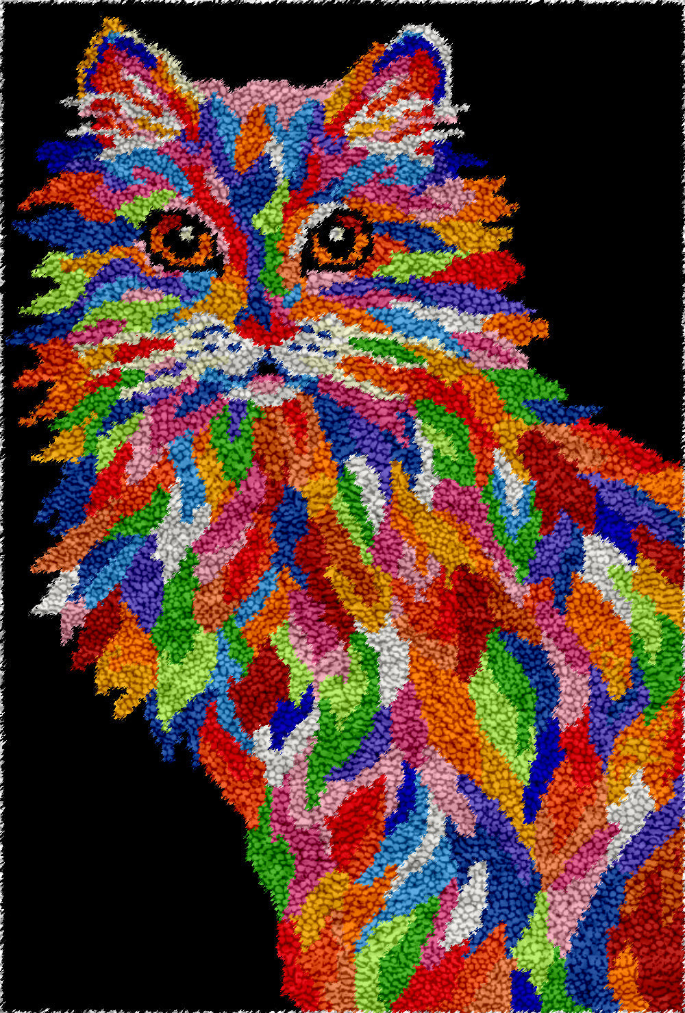 Vivid Cat Portrait Latch Hook Rug by Heartful Crafts